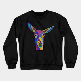 Pop Art Smiling Donkey in Rainbow Colors Crewneck Sweatshirt